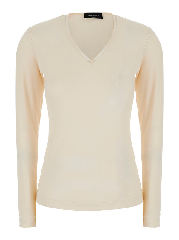 Sweater Round Neck White Cotton T-shirts & Jerseys
