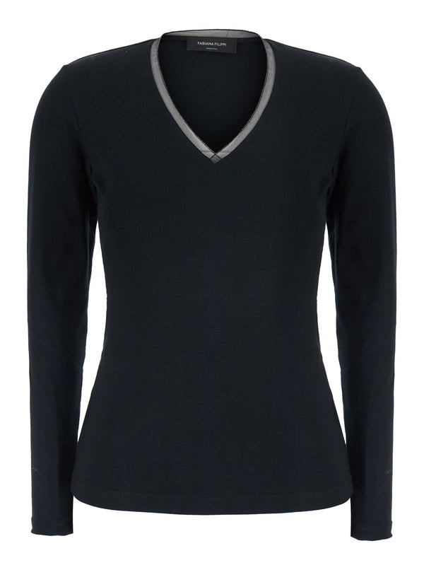 Sweater Crew Neck Black Cotton T-shirts & Jerseys