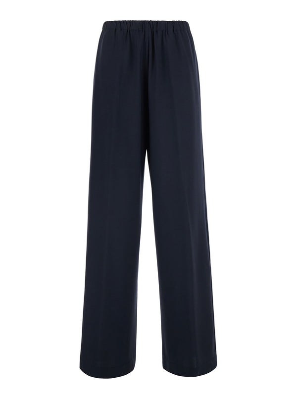 Trousers With Strass Detail, Blue Wool-Blend