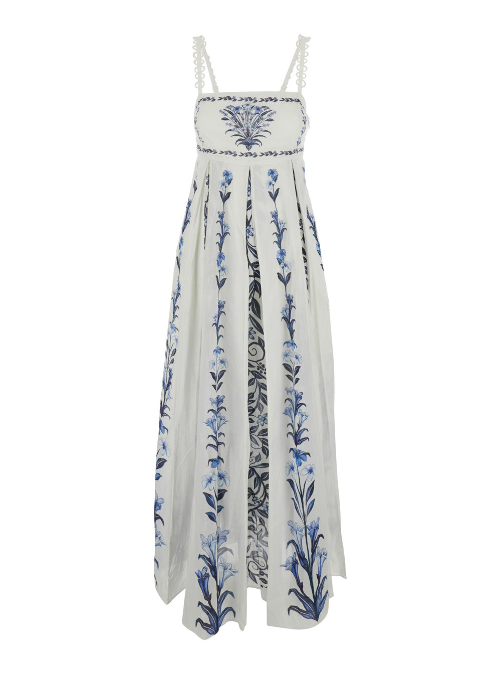 Maxi Dress With V-Neck And Long Sleeves White Tech Fabric For Women