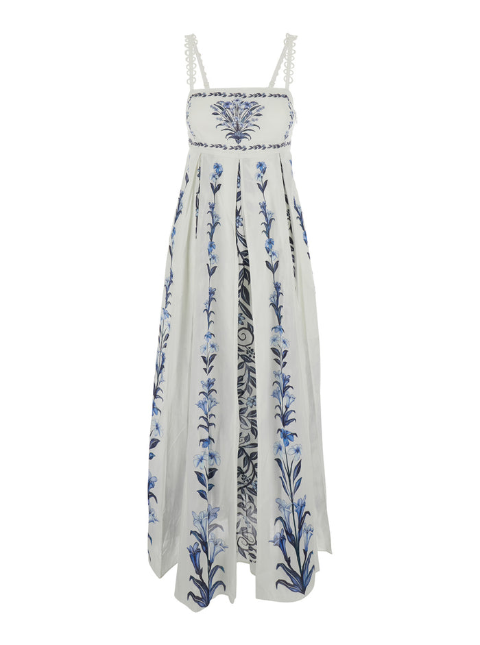 Maxi Dress With V-Neck And Long Sleeves White Tech Fabric For Women