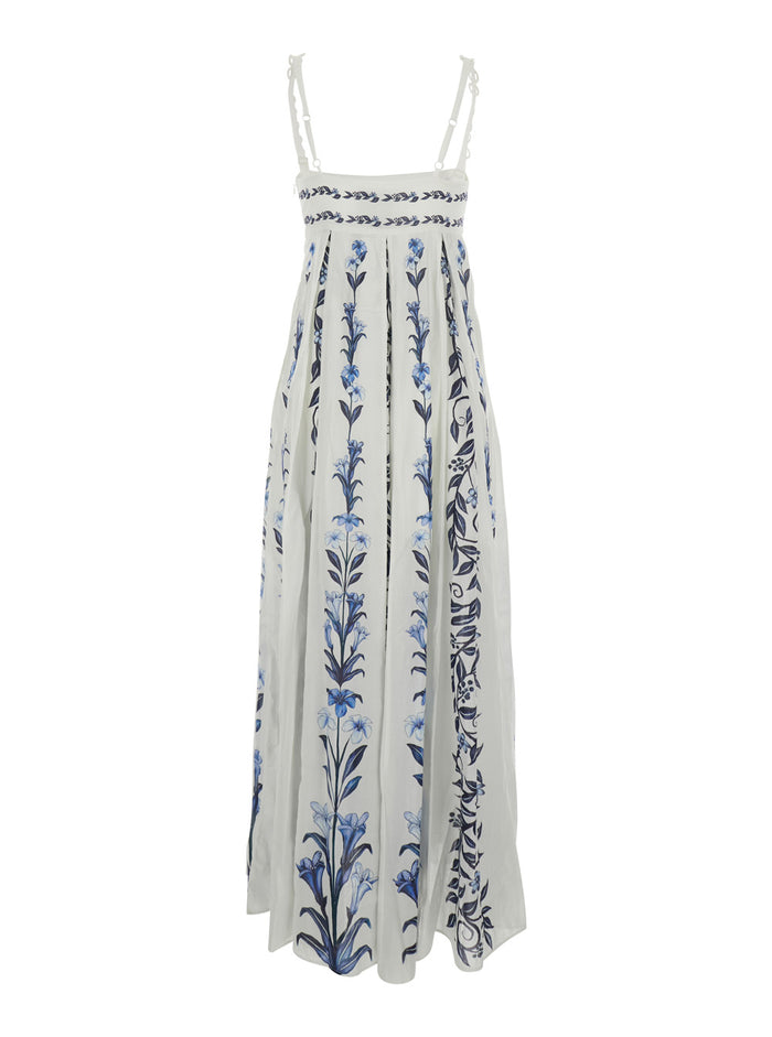 Maxi Dress With V-Neck And Long Sleeves White Tech Fabric For Women