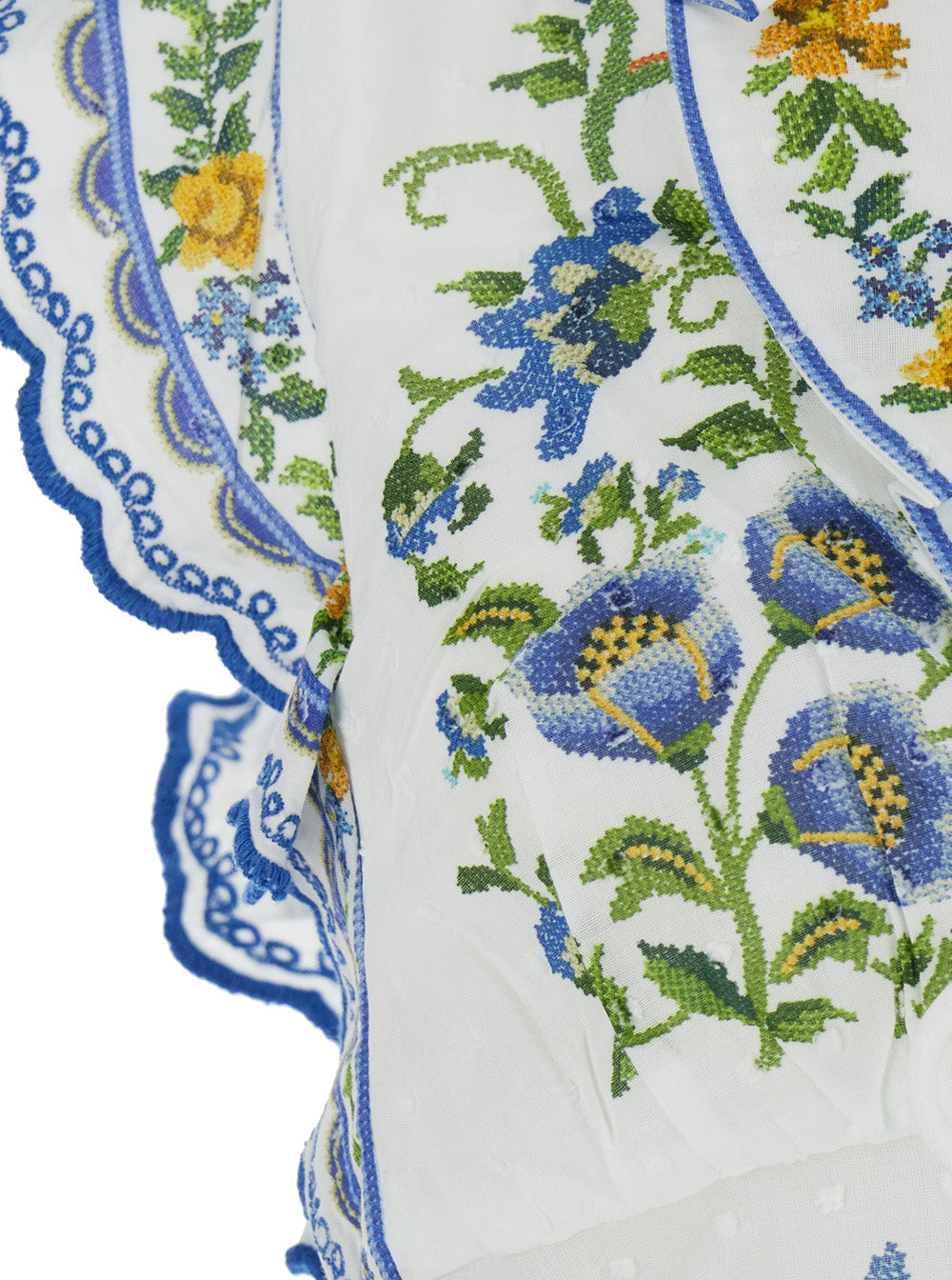 Emily Floral Blouse With Long Sleeves And V-Neck Off-White For Women