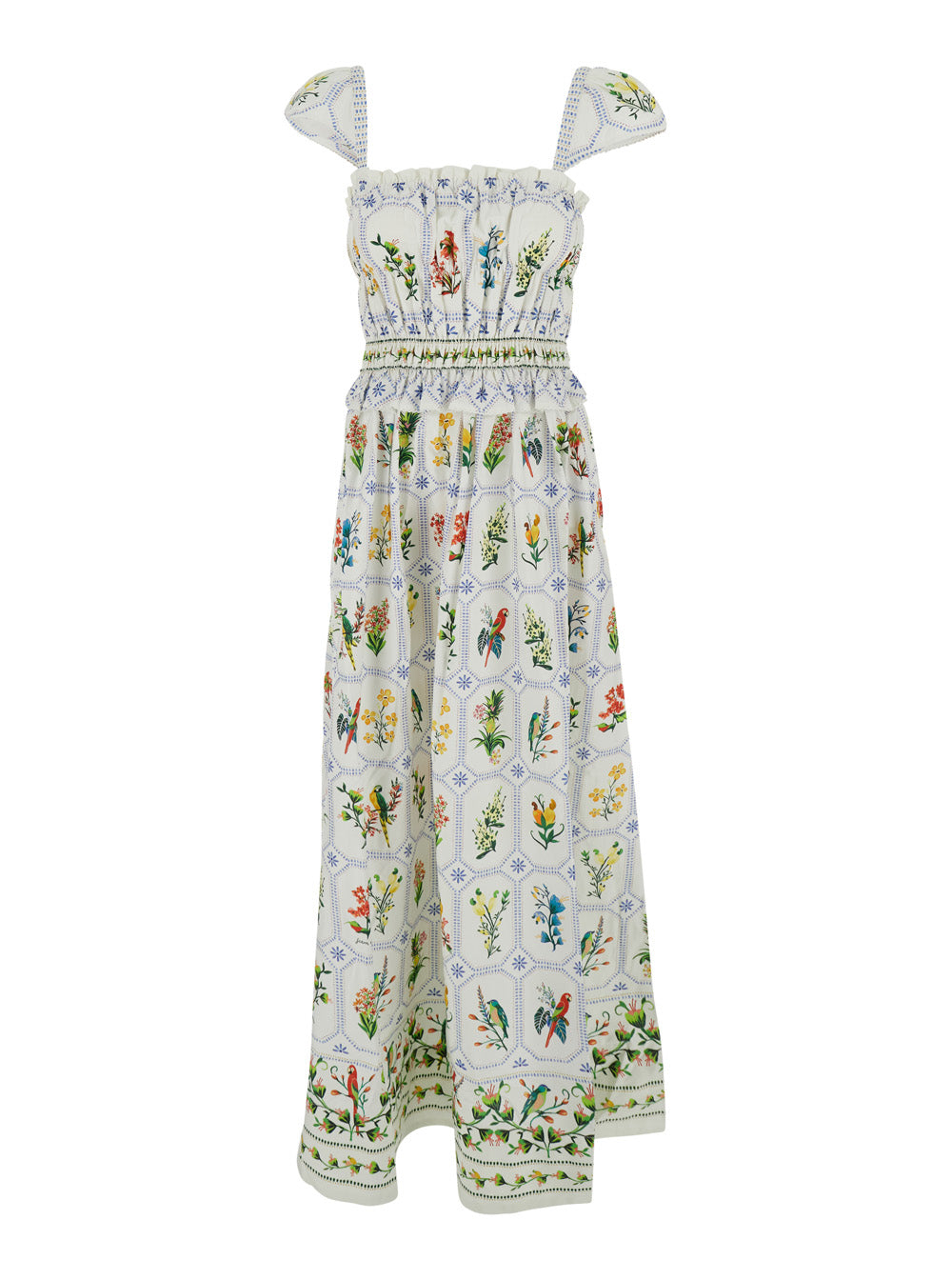 Long Dress With V-Neck And Short Sleeves White For Women
