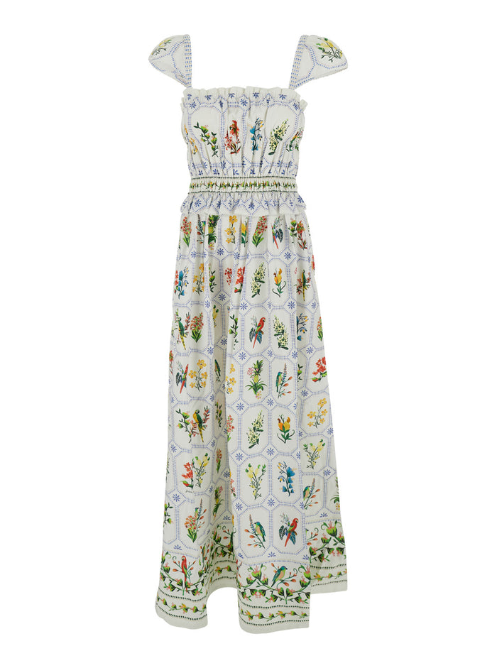 Long Dress With V-Neck And Short Sleeves White For Women