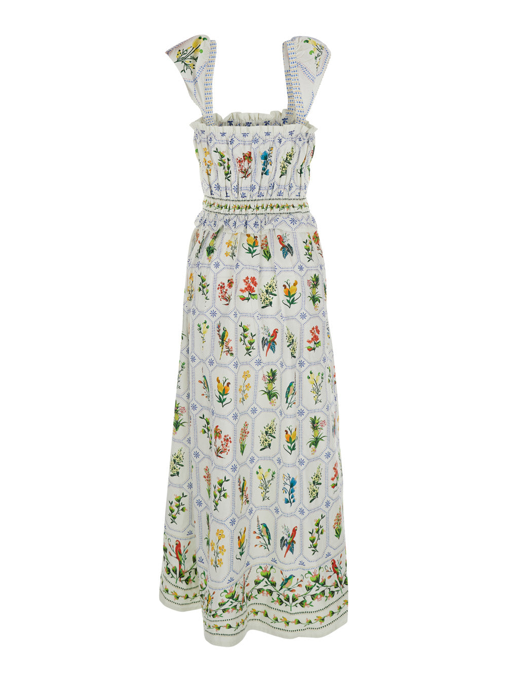 Long Dress With V-Neck And Short Sleeves White For Women