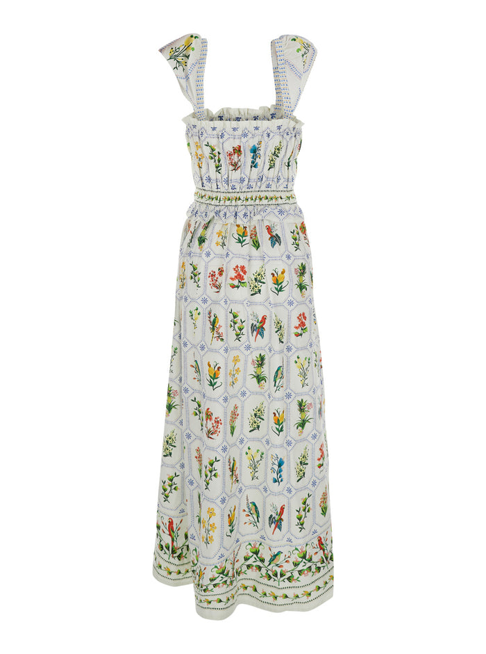 Long Dress With V-Neck And Short Sleeves White For Women