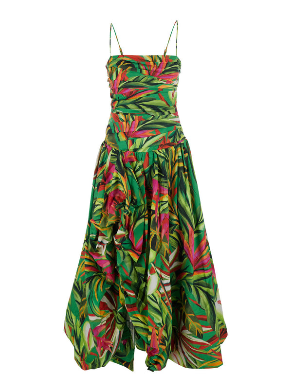 Long Dress Tropical Dream Green Multicolour