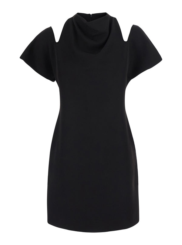 Dress Cut-Off V-Neck Black Cady Polyester