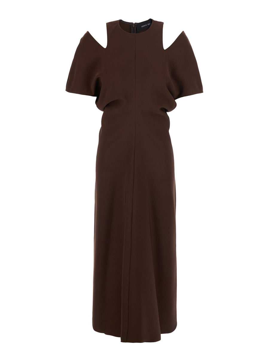 Dress Midi Cut-Off Cady Brown Polyester