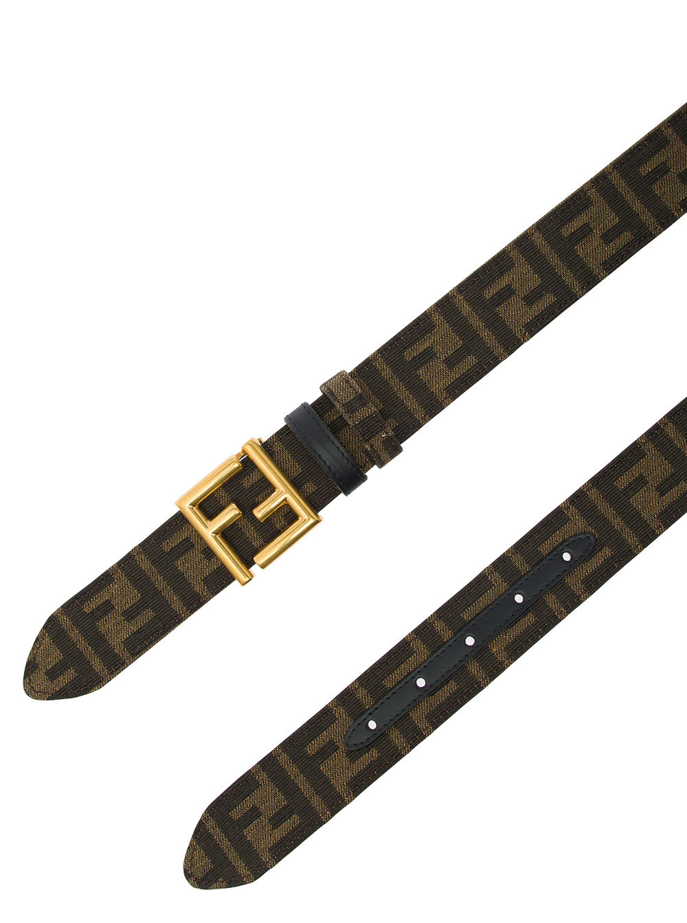 Reversible Belt With Ff Logo Buckle Brown And Black Leather For Women Calf