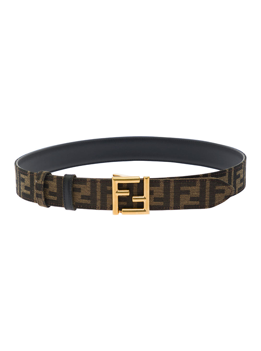 Reversible Belt With Ff Logo Buckle Brown And Black Leather For Women Calf
