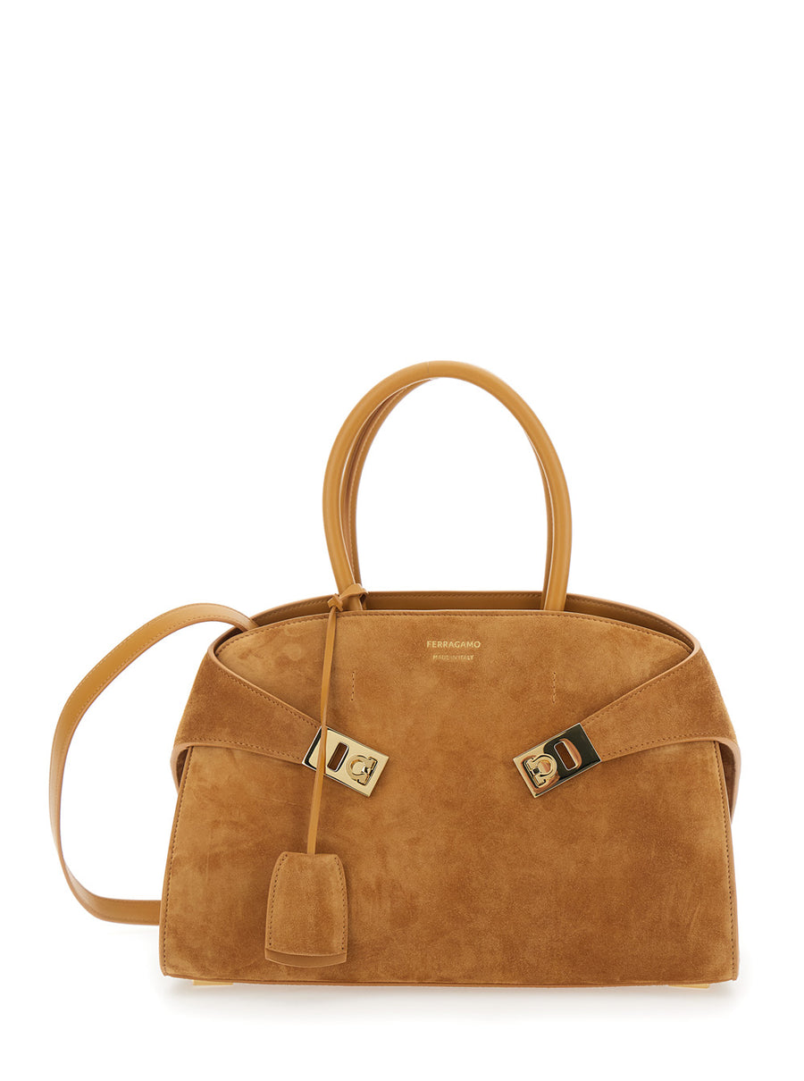 Handbag Hug Small Suede Beige Goat Leather Handbags