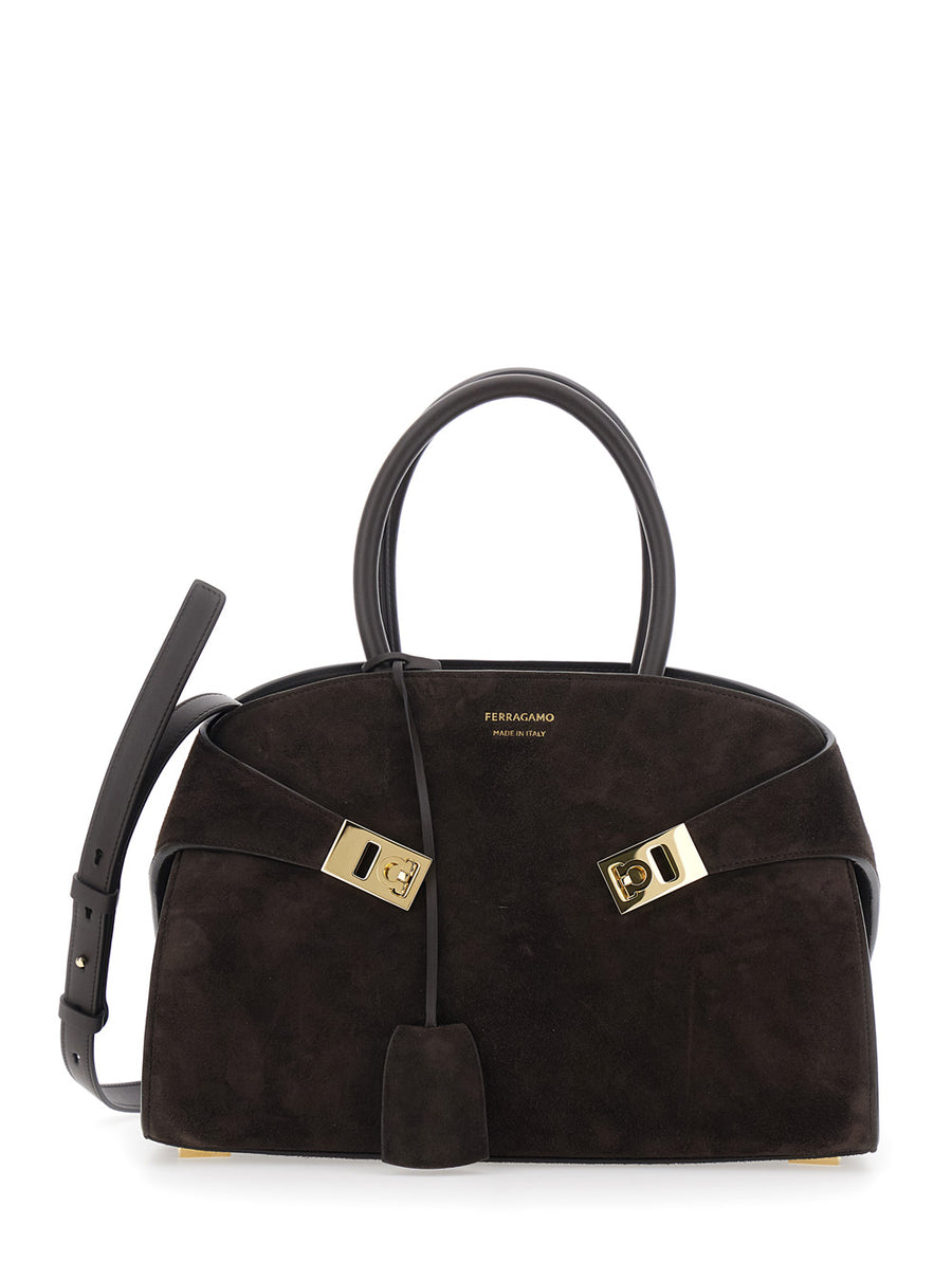 Handbag Hug Piccola Brown Suede Goat Leather Handbags