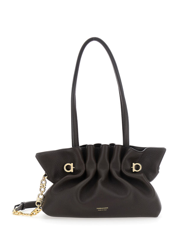 Shoulder Bag Soft Brown Leather Lamb