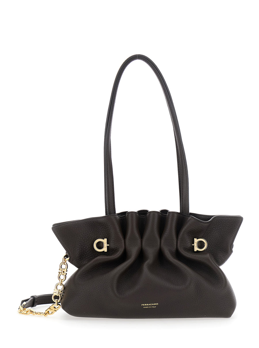 Shoulder Bag Soft Brown Leather Lamb