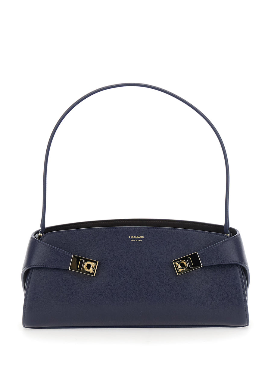 Shoulder Bag Hug Blue Leather Calf