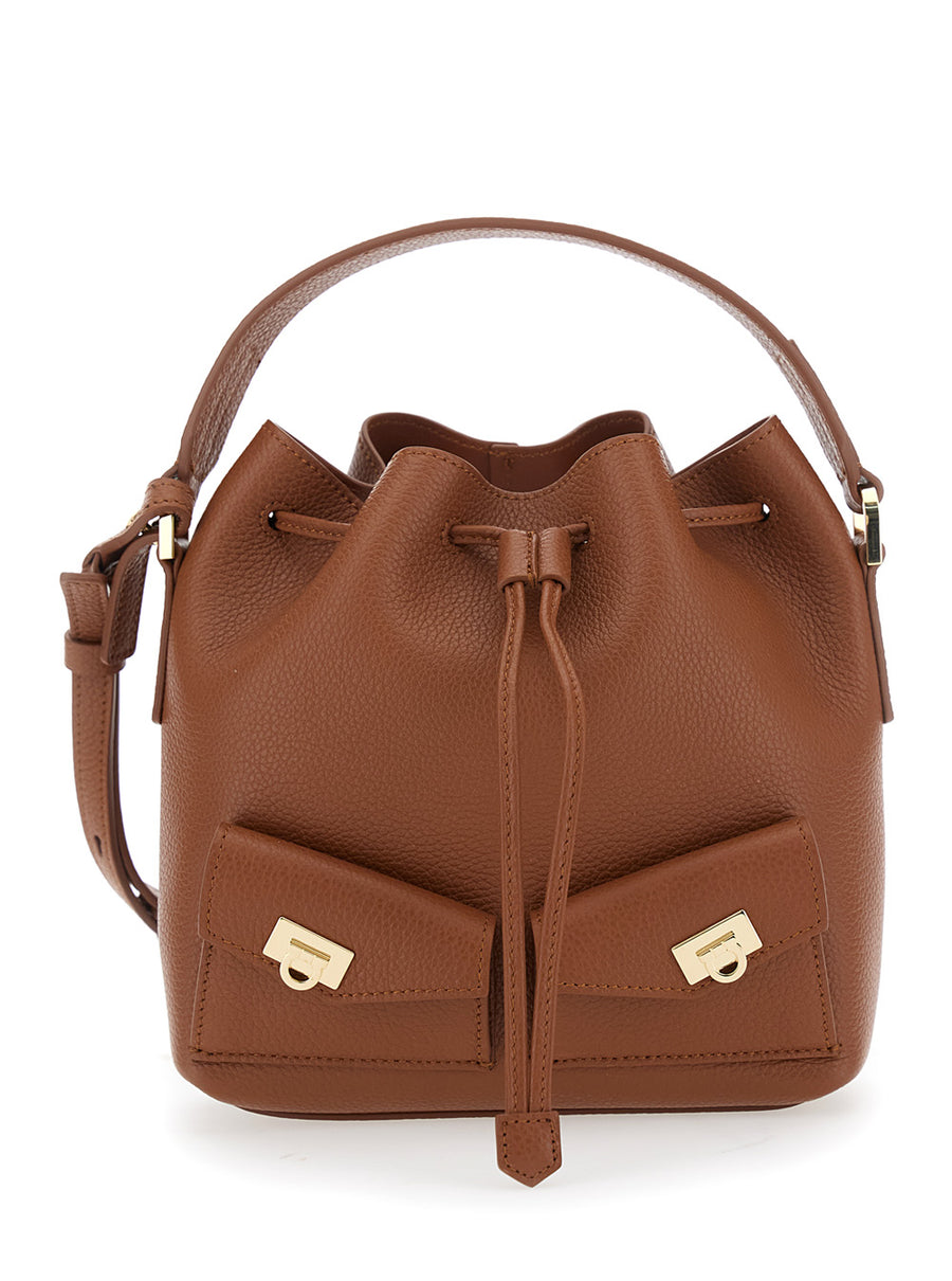 Crossbody Bag Grained Brown Leather Calf Shoulder
