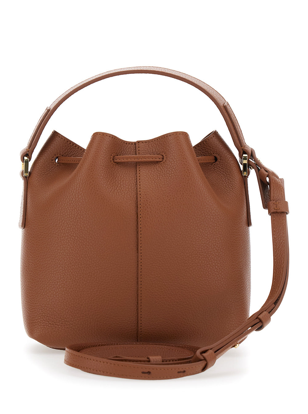 Drawstring Brown Calf Shoulder Bags