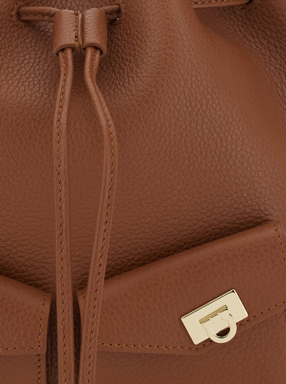 Drawstring Brown Calf Shoulder Bags