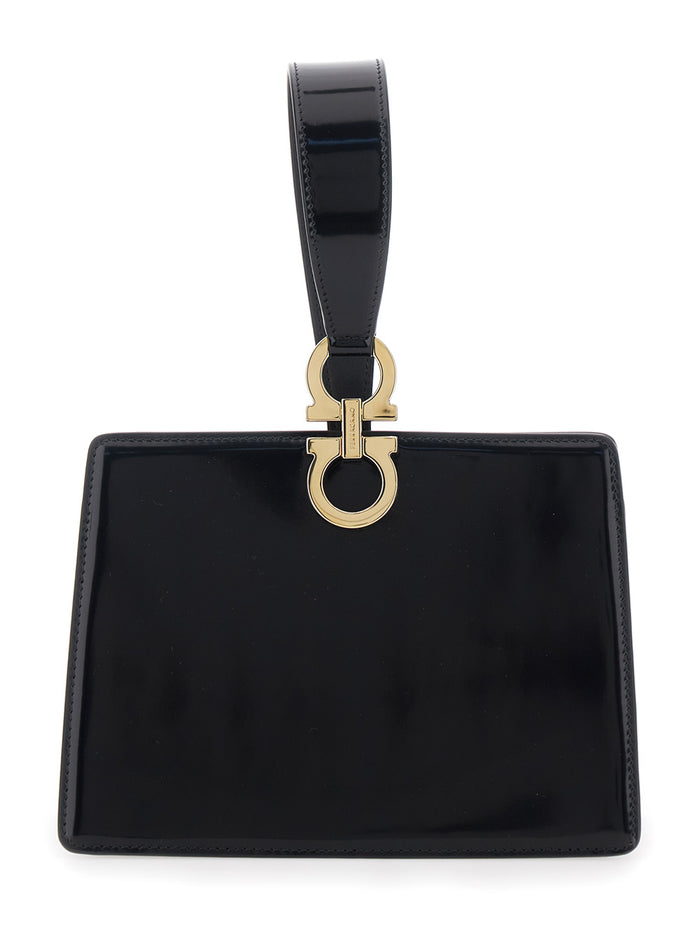 Clutch With Clasp Closure And Black Leather Handle For Women Calf Clutches Pochettes