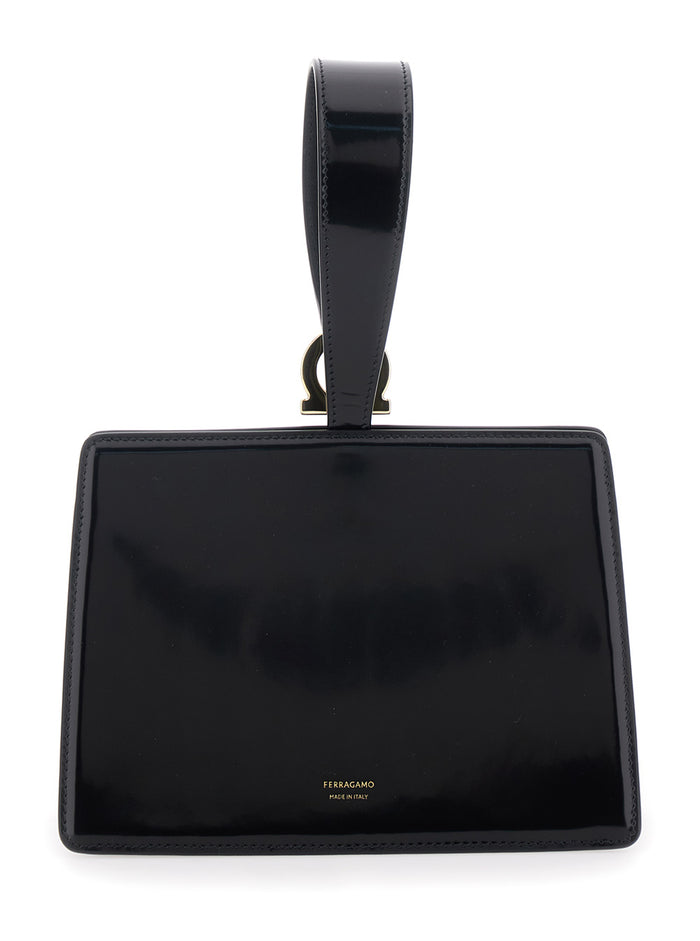 Clutch With Clasp Closure And Black Leather Handle For Women Calf Clutches Pochettes