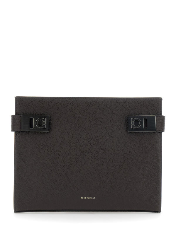 Clutch Bag Brown Leather Calf