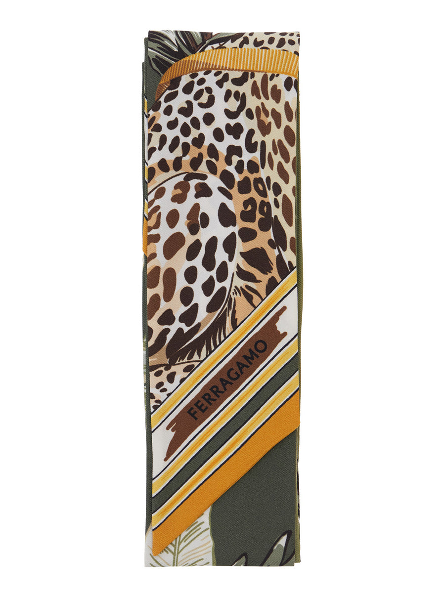 Scarf Twilly Green Printed Silk