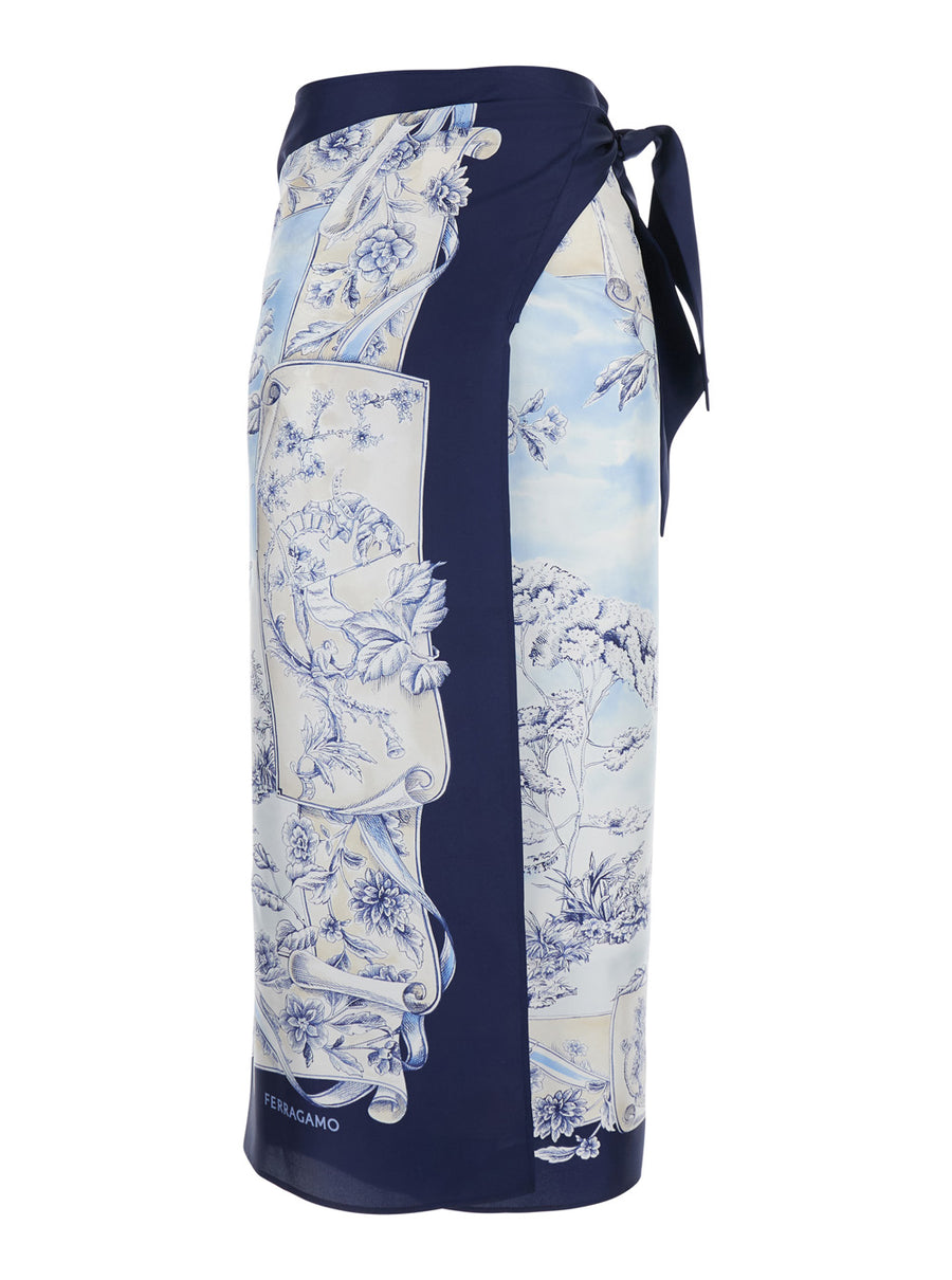 Skirt Blue Silk Wraparound