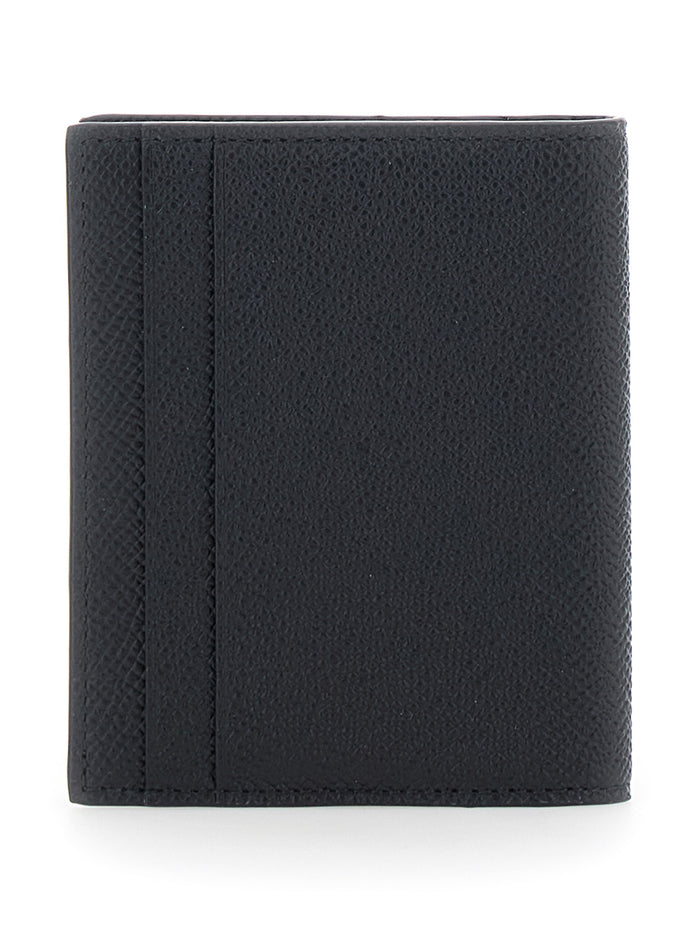 Micro Gancio Portacarte Flap Black Gold Calf Leather Products