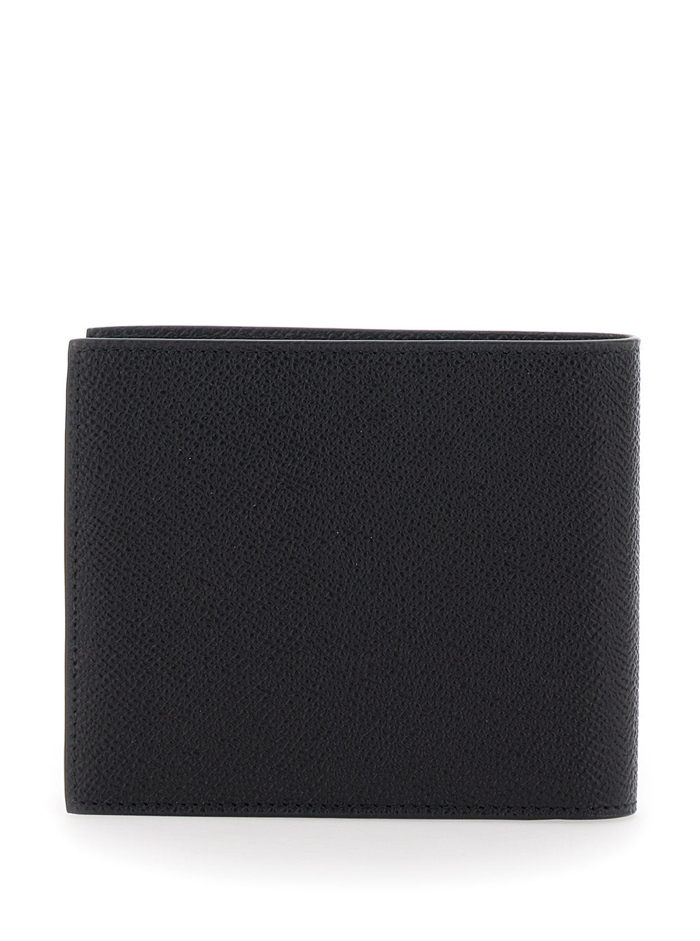 Bi-Fold Wallet Micro Gancini With Grained Leather Logo Black Men Calf Products