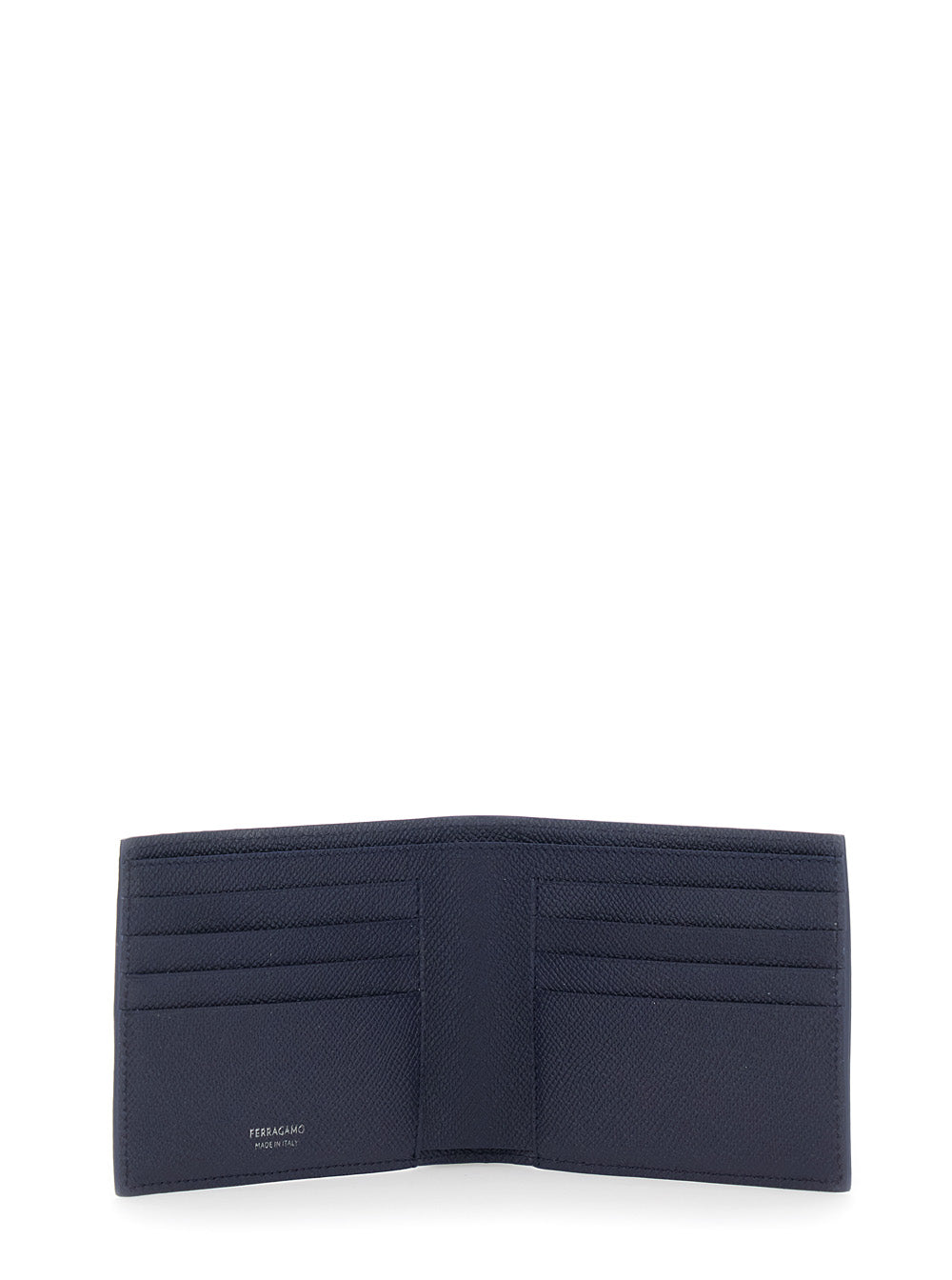 Micro Gancio Portafogli Otto Carte Blue Black Blu Calf Leather Products