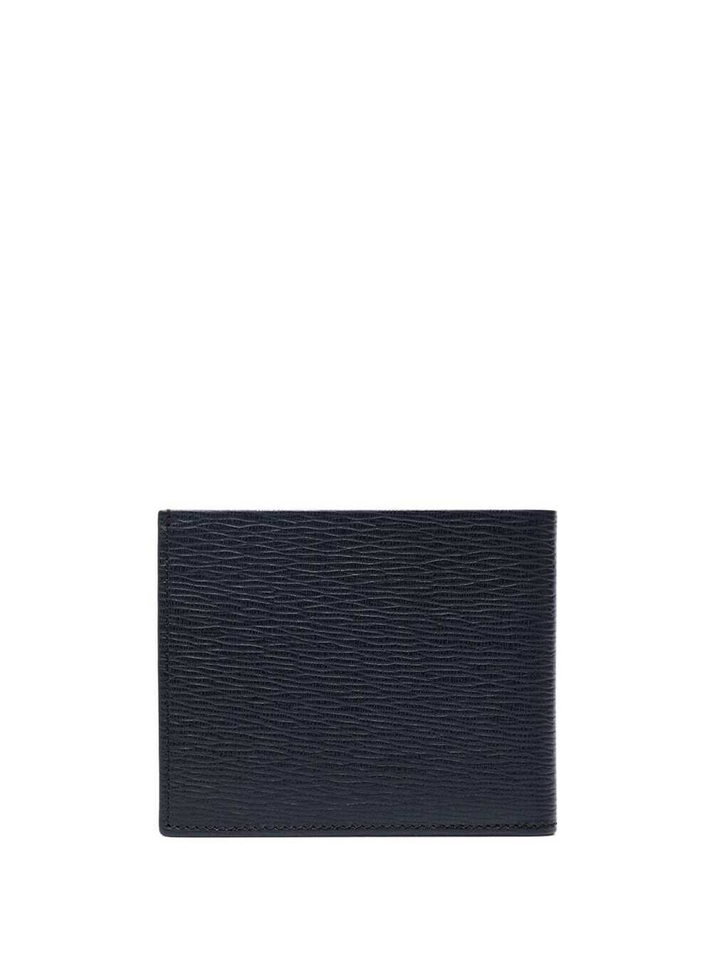 Wallet With Metallic Front Logo Blue Leather For Men Blu Calf Products