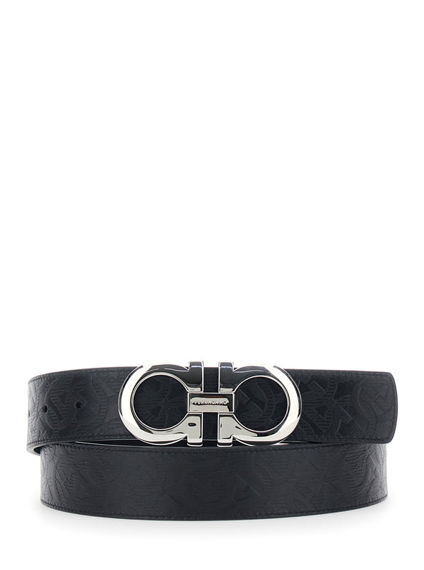 Reversible Leather Belt, Black Calf