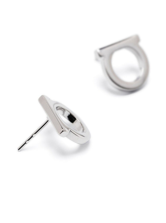 Gancini Earrings With Silver-Colored Brass Plate For Women Metallic