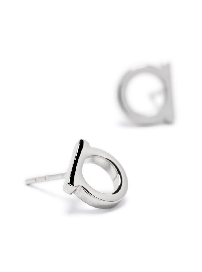 Gancini Earrings With Silver-Colored Brass Plate For Women Metallic