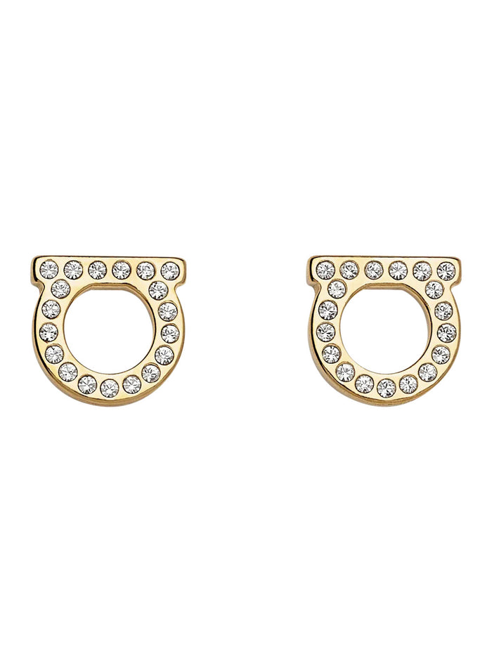 Stud Stra 8d Metallic Brass Glass Earrings