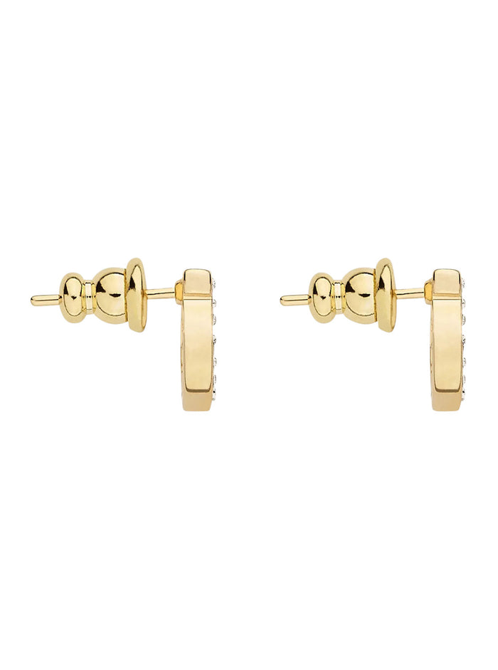 Stud Stra 8d Metallic Brass Glass Earrings