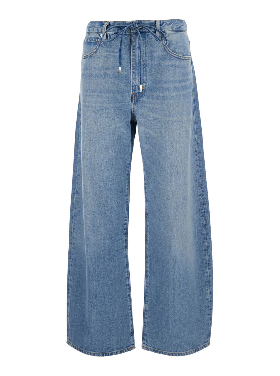 Jeans Off Duty Drawstring Bow Blue