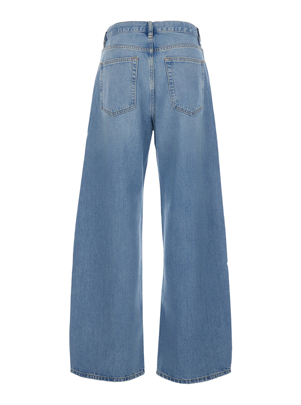 Jeans The Off Duty Drawstring Bow With Pockets And Frayed Hems Tech Fabric Blue Woman Blu