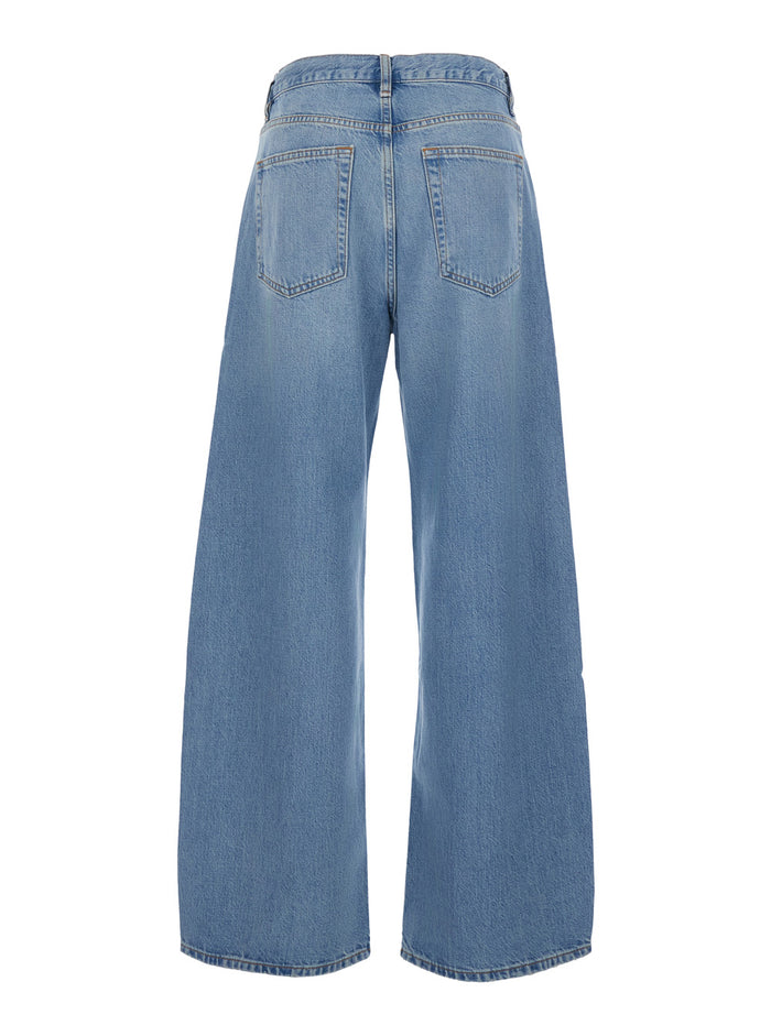 Jeans The Off Duty Drawstring Bow With Pockets And Frayed Hems Tech Fabric Blue Woman Blu