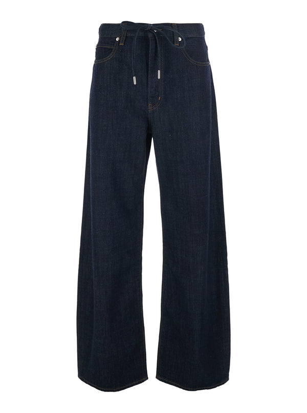 Jeans Off Duty Drawstring Bow Blue