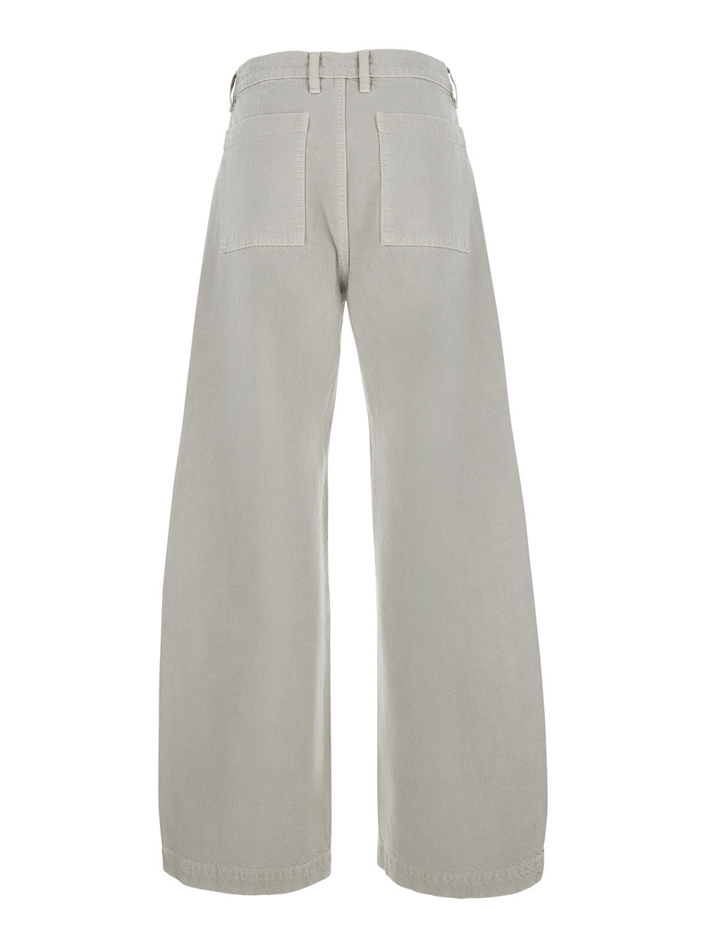 The Bow Cargo Is A Jeans With Side Pockets And Button Closure. Made Of Cotton, White Color, Unisex