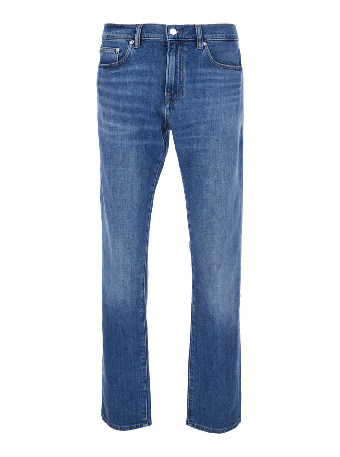 Lhomme Slim Jeans With High Waist And Back Pockets Blue Men Blu