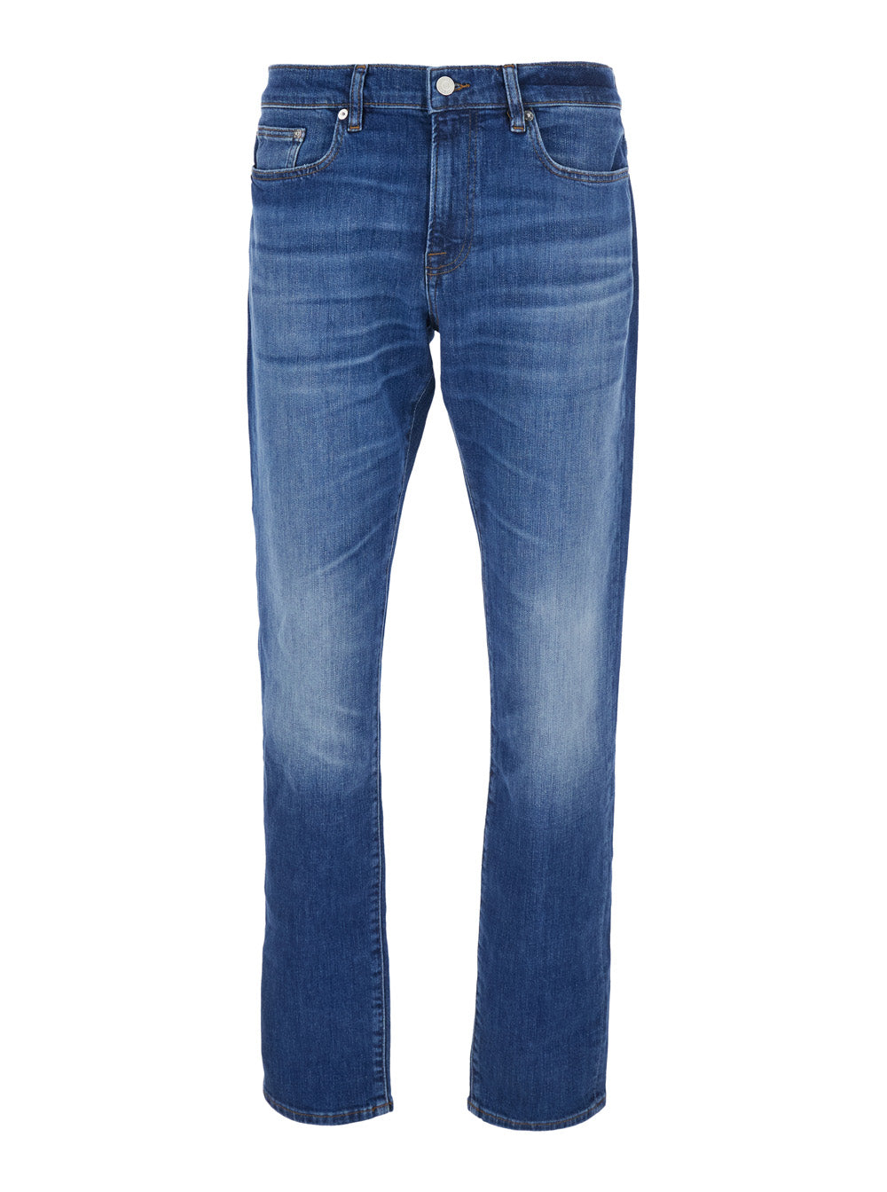 Lhomme Slim Jeans With Design And Blue Denim Fabric For Men Blu