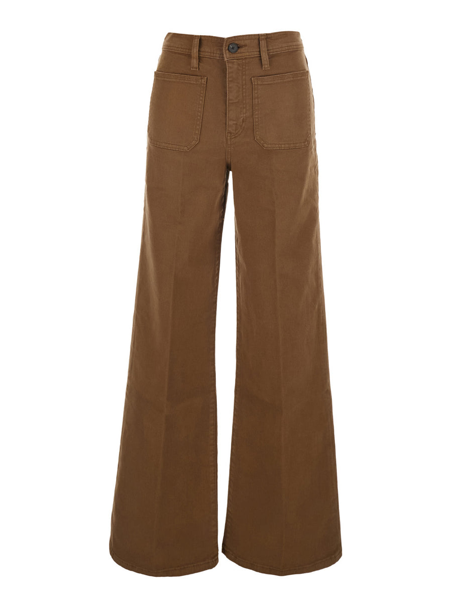 Jeans Le Slim Palazzo Brown Wide Leg Cotton Polyester Elastane