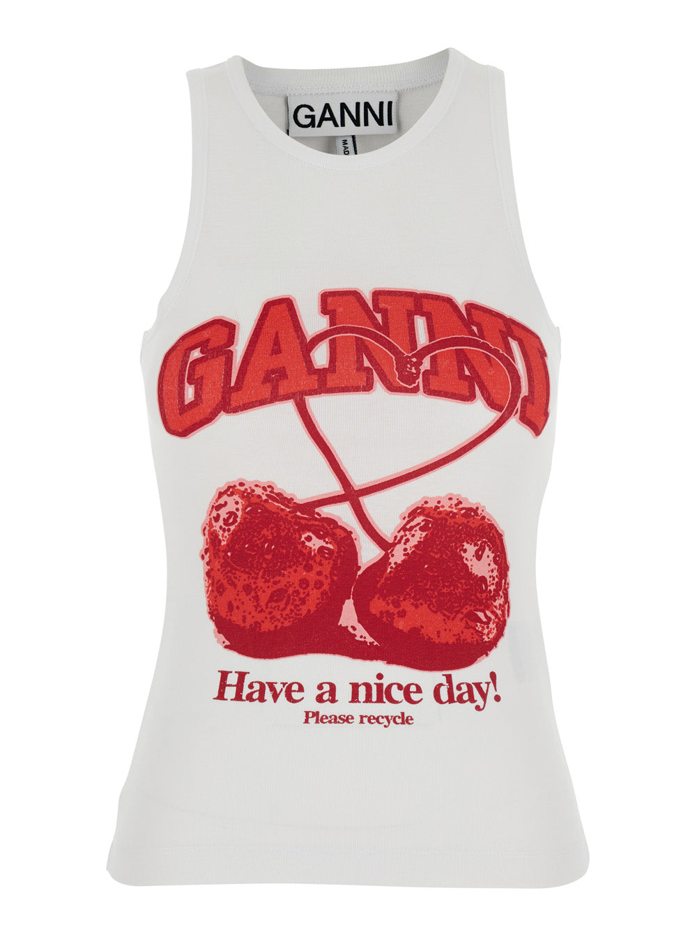 Jersey Top With Straps And Round Neckline White For Women Tops