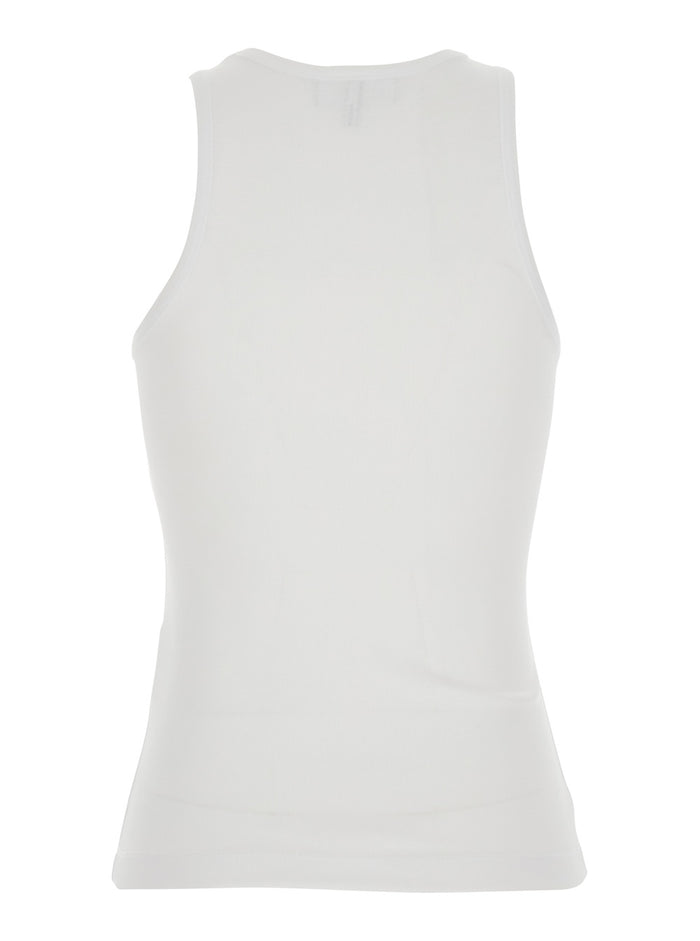 Jersey Top With Straps And Round Neckline White For Women Tops