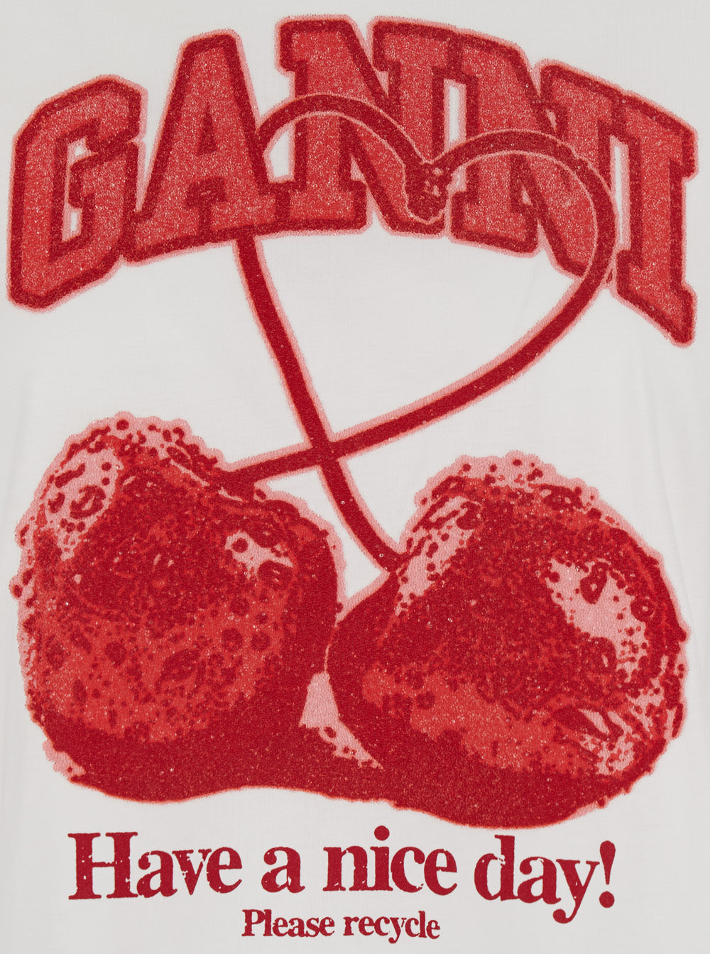 Basic T-Shirt With Ganni Logo Cotton And White For Women Tshirts Polo Shirts