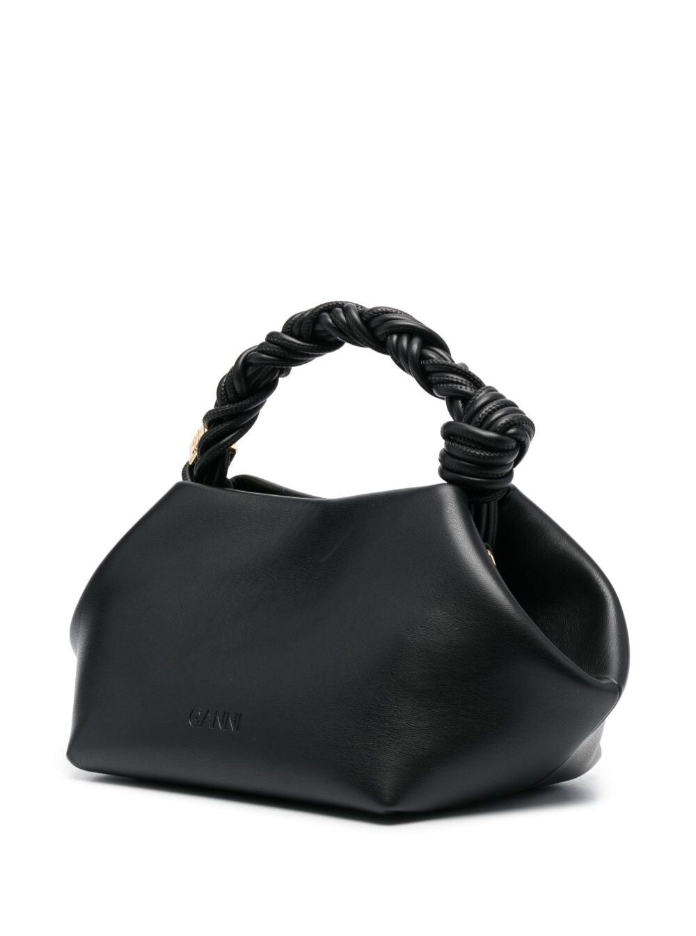 Handbag Ganni Bou With Butterfly Logo And Black Leather Woven Handle For Women Hand Bags